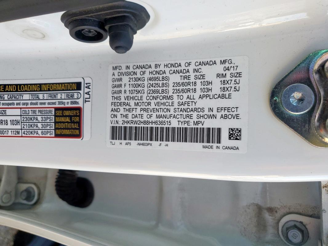 2017 HONDA CR-V EXL 2HKRW2H88HH636515