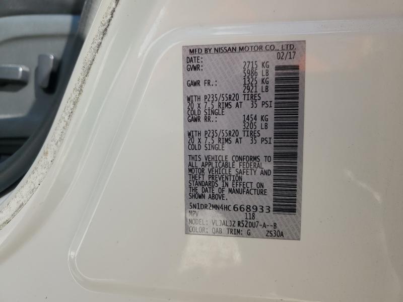 2017 NISSAN PATHFINDER - 5N1DR2MN4HC668933