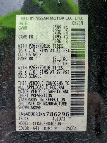 2019 NISSAN FRONTIER S 1N6AD0ER3KN786296