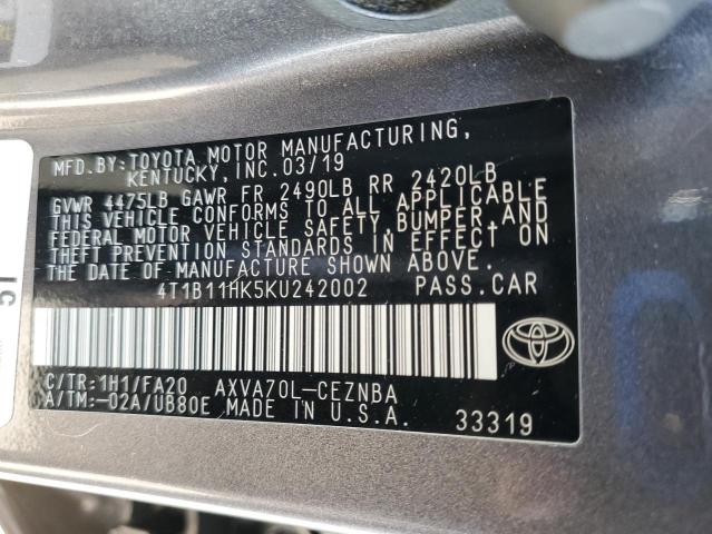 2019 TOYOTA CAMRY L - 4T1B11HK5KU242002