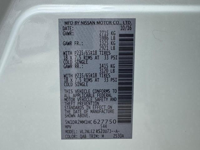 2017 NISSAN PATHFINDER S 5N1DR2MM1HC627750