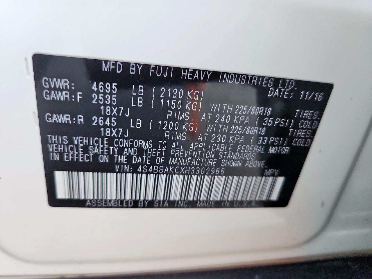 SUBARU OUTBACK 2.5I LIMITED