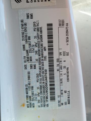 2019 FORD ESCAPE SE - 1FMCU9GD5KUA87030