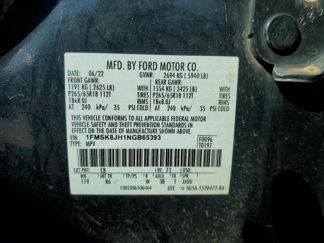 2022 FORD EXPLORER T 1FMSK8JH1NGB65393
