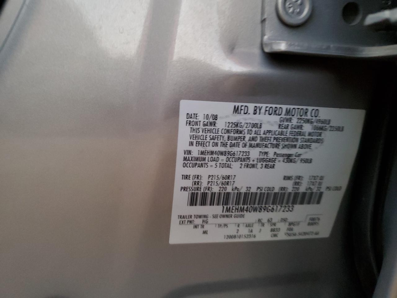 Lot #3291690238 2009 MERCURY SABLE