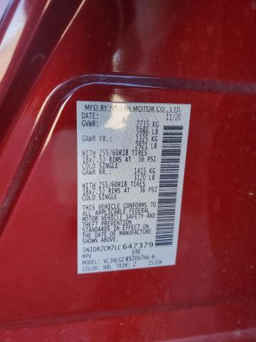 2020 NISSAN PATHFINDER - 5N1DR2CM7LC647379