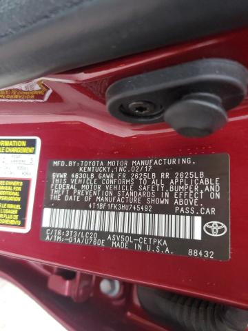 2017 TOYOTA CAMRY LE 4T1BF1FK3HU745492