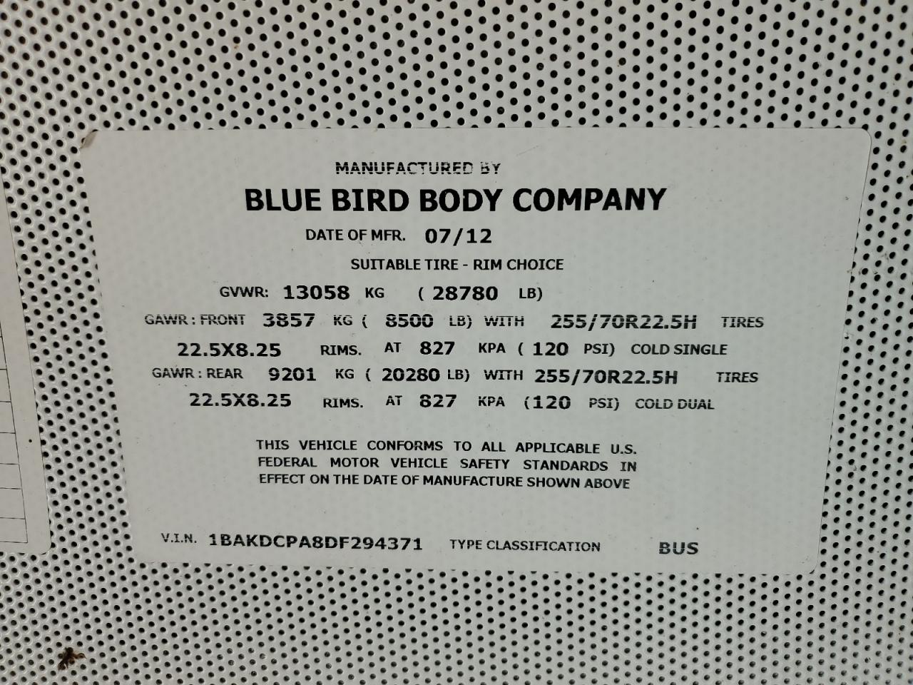 Lot #3274654918 2013 BLUE BIRD SCHOOL BUS