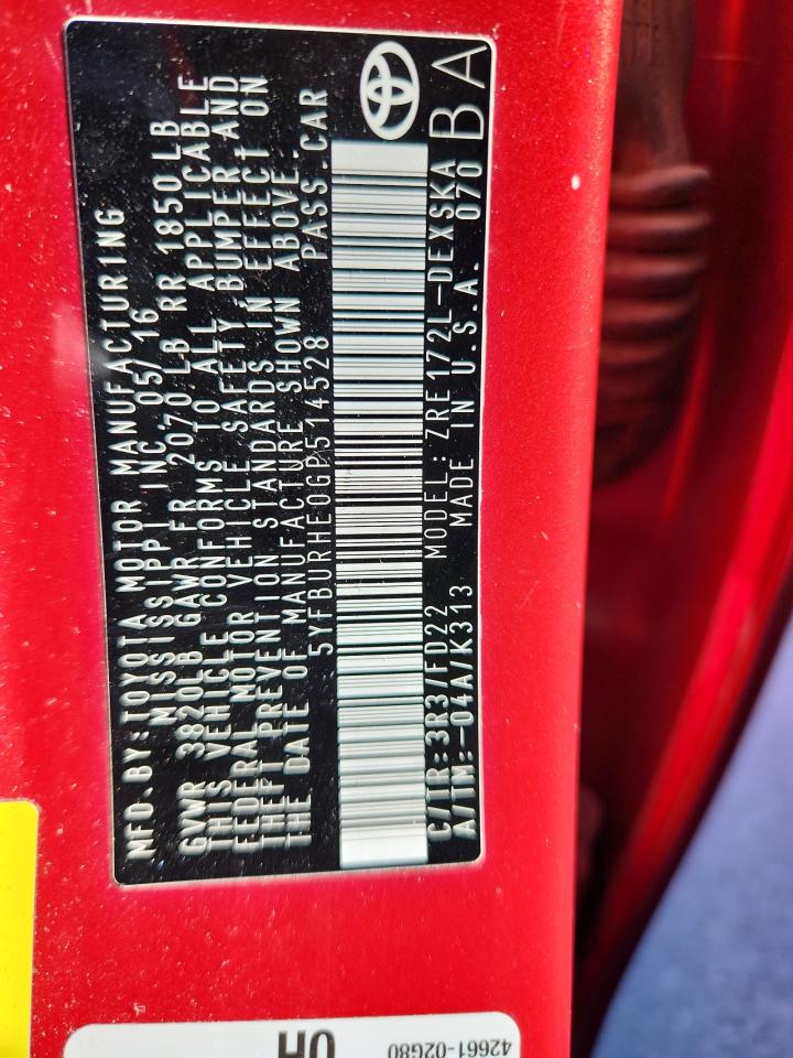 Lot #3316093279 2016 TOYOTA COROLLA L