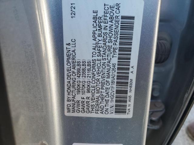 2022 HONDA ACCORD LX #3286668286