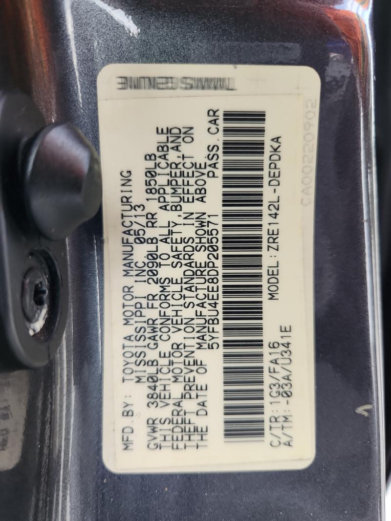 2013 TOYOTA COROLLA BA - 5YFBU4EE8DP205571