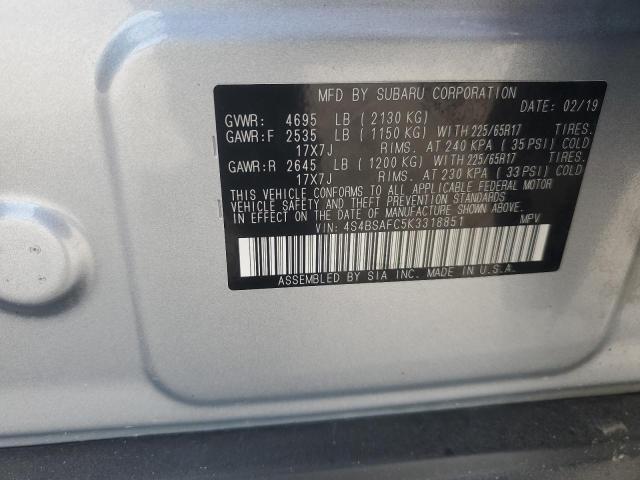 2019 SUBARU OUTBACK 2. #3287737176