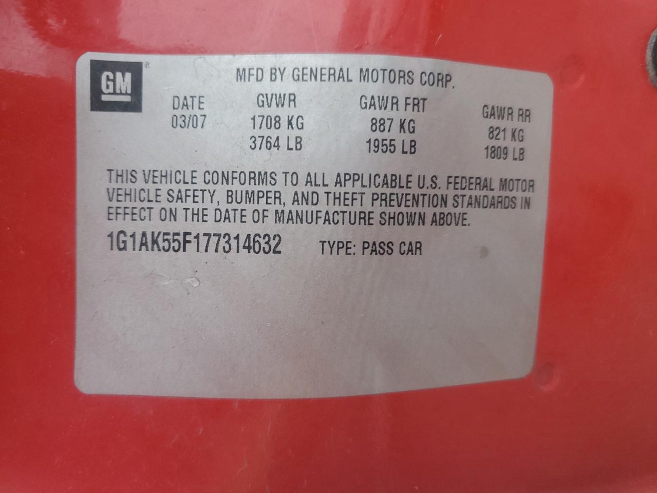 Lot #3286761306 2007 CHEVROLET COBALT LS