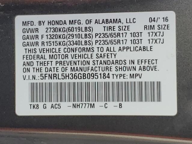 2016 HONDA ODYSSEY SE - 5FNRL5H36GB095184