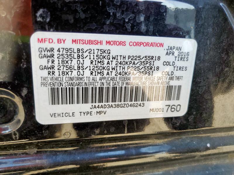 2016 MITSUBISHI OUTLANDER - JA4AD3A38GZ046243