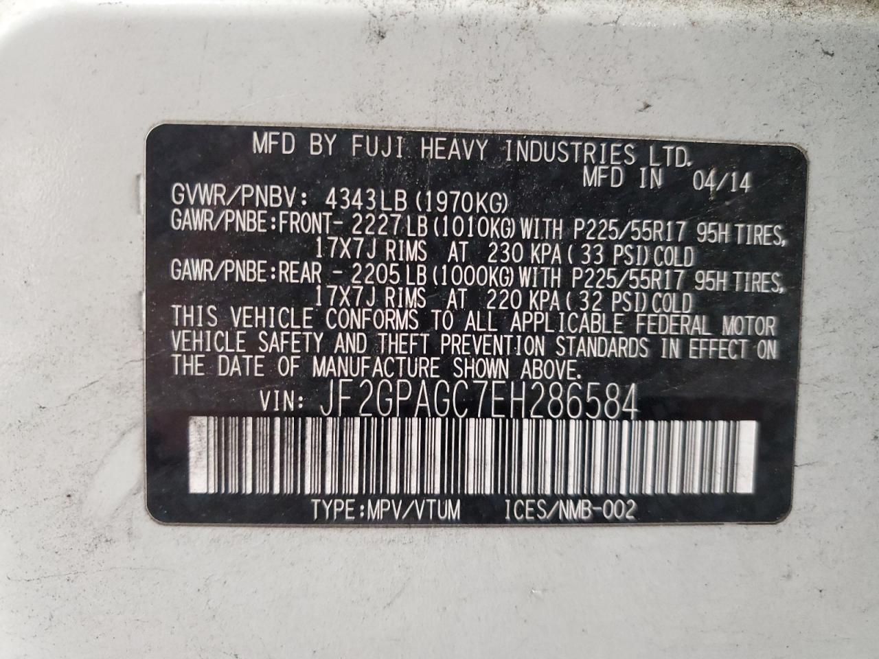 SUBARU XV 2.0 LIMITED