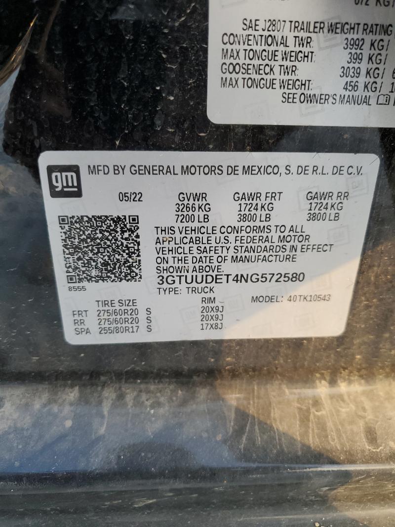 2022 GMC SIERRA K1500 SLT - 3GTUUDET4NG572580