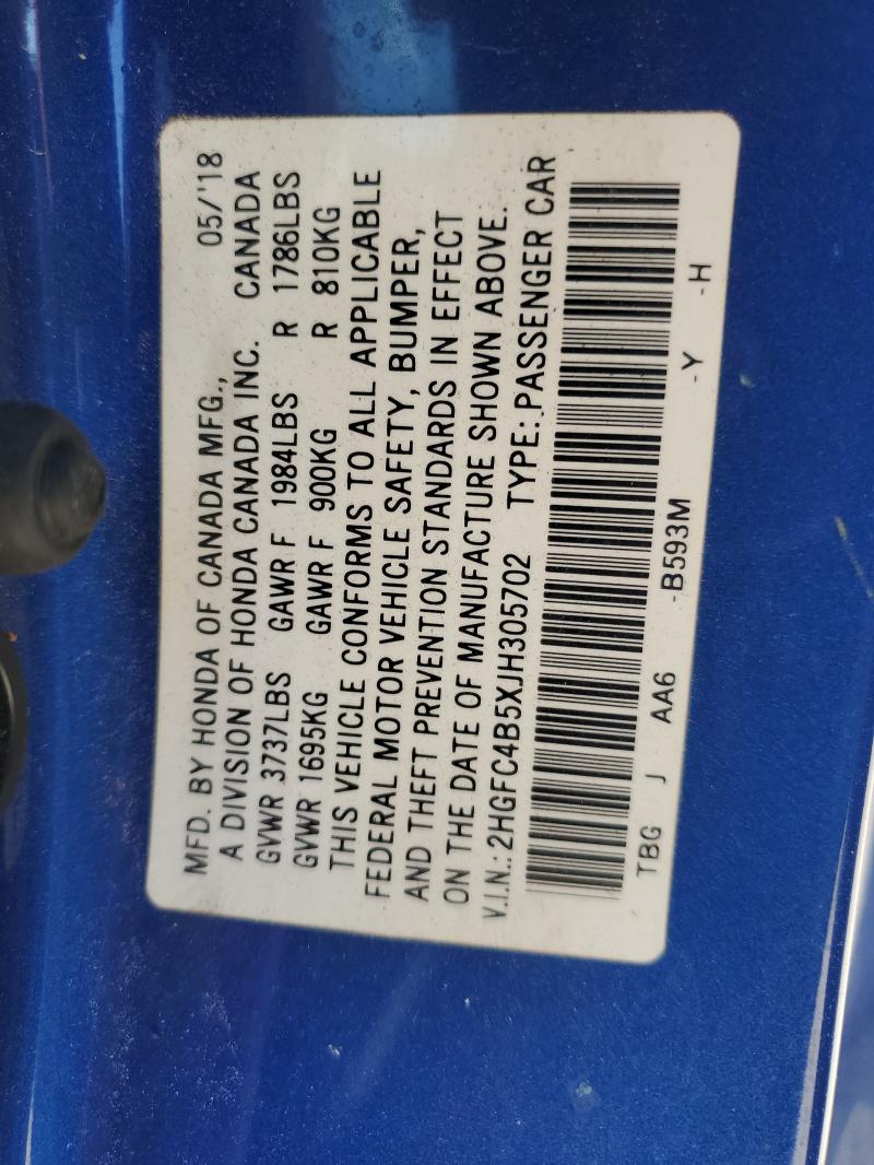 2018 HONDA CIVIC LX - 2HGFC4B5XJH305702