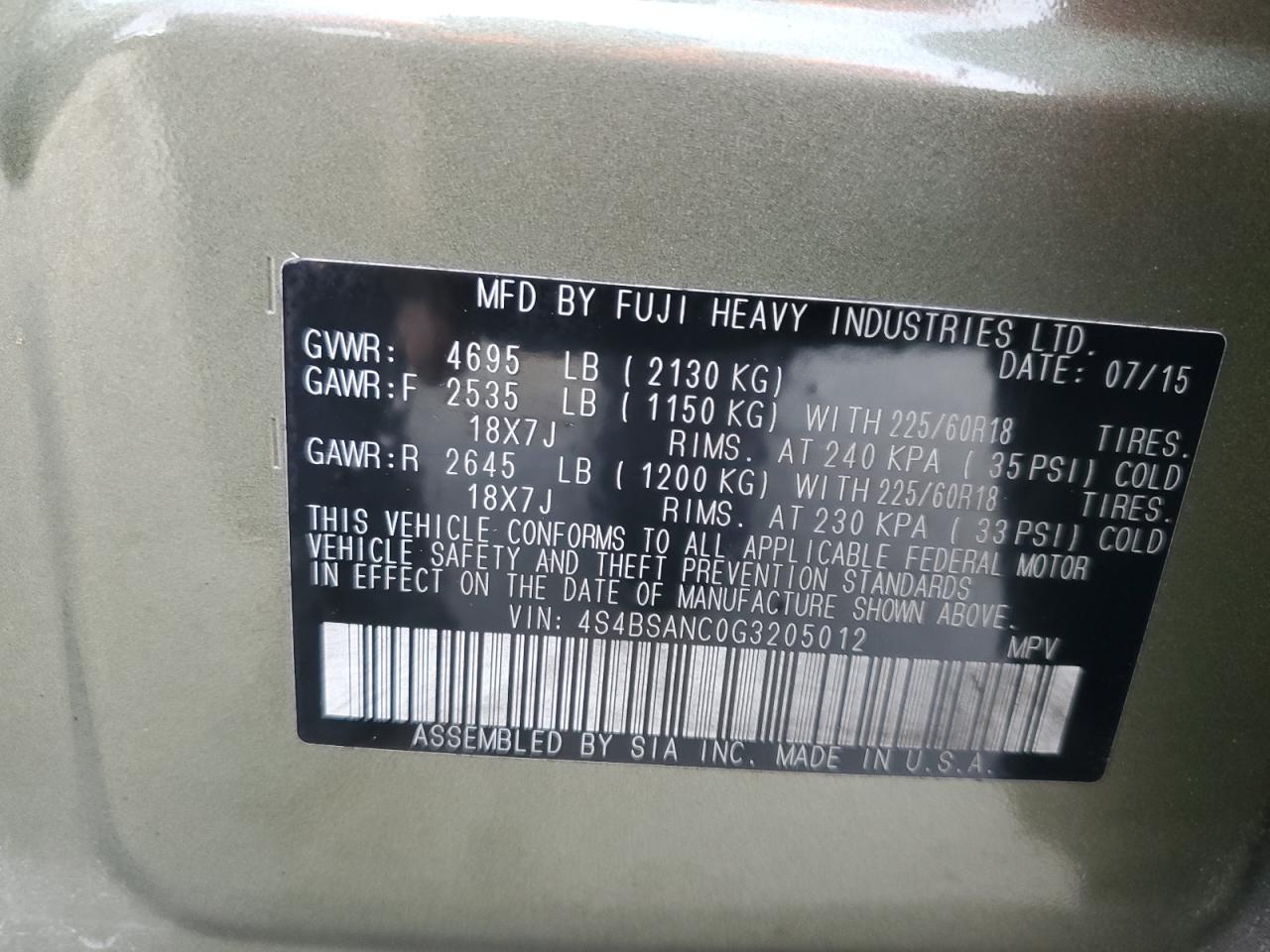 SUBARU OUTBACK 2.5I LIMITED