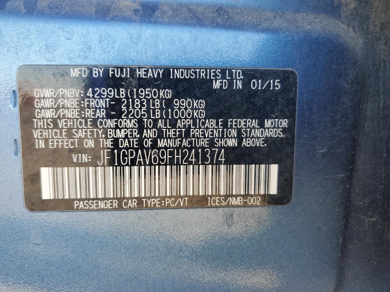 SUBARU IMPREZA SPORT LIMITED