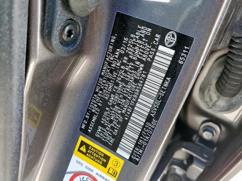 2016 TOYOTA CAMRY LE - 4T4BF1FK8GR564781