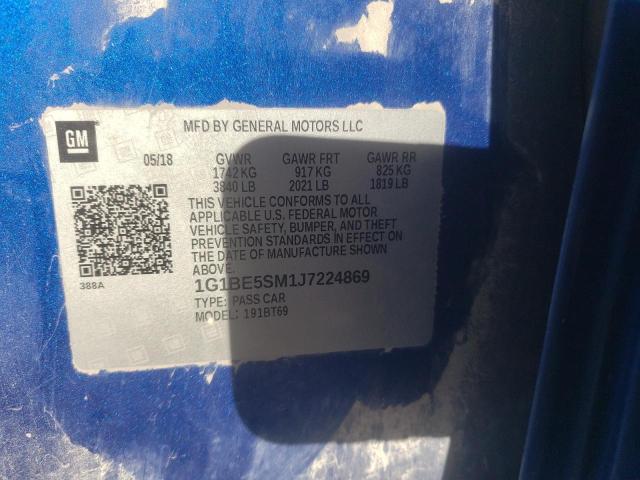 2018 CHEVROLET CRUZE LT 1G1BE5SM1J7224869