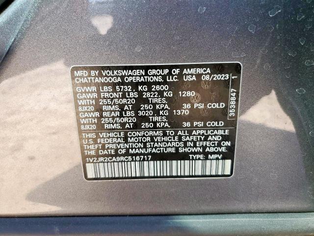 2024 VOLKSWAGEN ATLAS SE 1V2JR2CA9RC516717