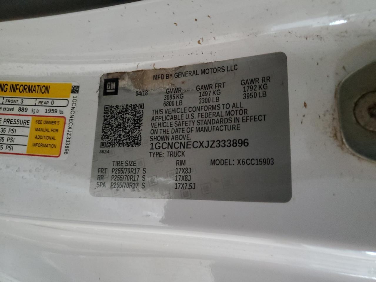 Lot #3310663736 2018 CHEVROLET SILVERADO