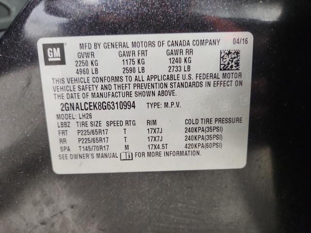 2016 CHEVROLET EQUINOX LT #3305304389