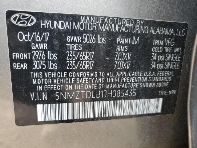 2018 HYUNDAI SANTA FE S - 5NMZTDLB1JH085435