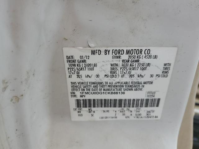 2012 FORD ESCAPE XLT - 1FMCU0DG1CKB88136