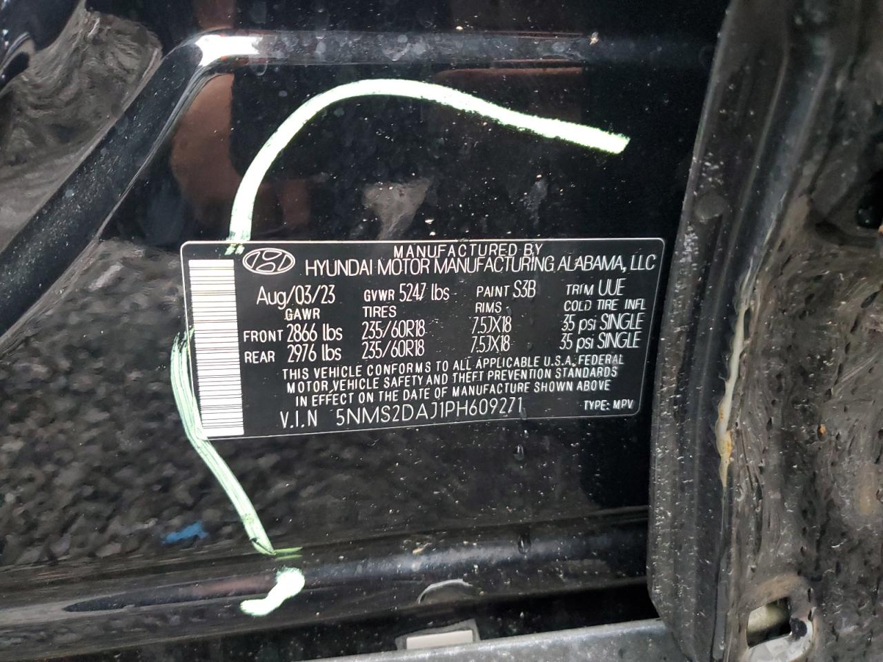 Lot #3286770891 2023 HYUNDAI SANTA FE S