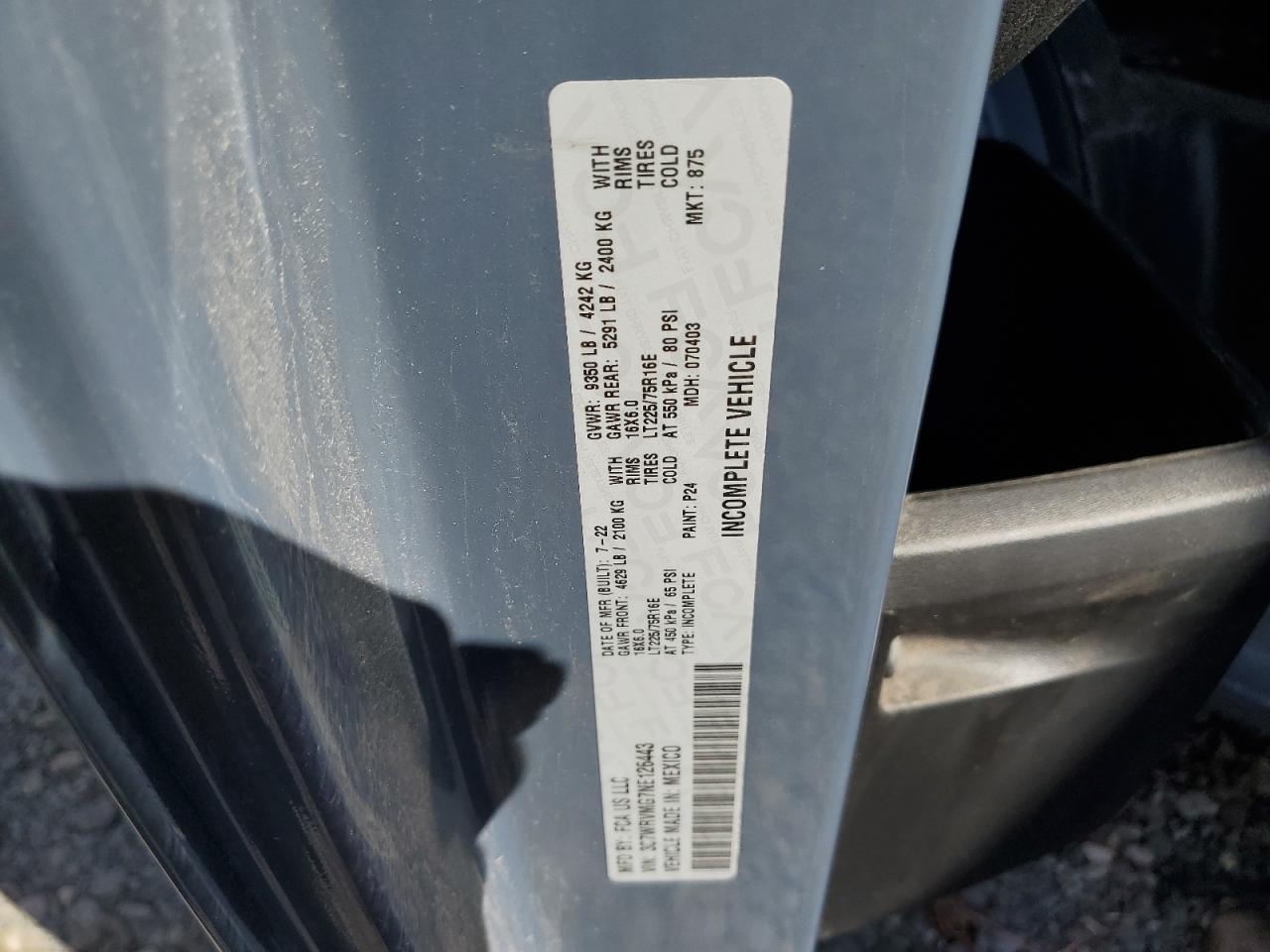 Lot #3304358590 2022 RAM PROMASTER