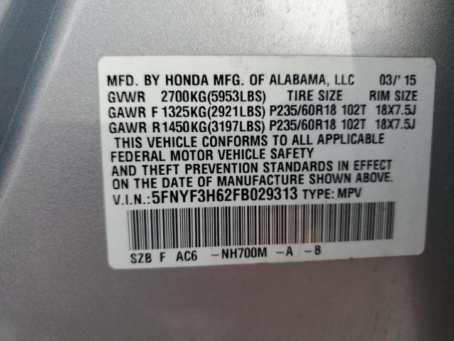2015 HONDA PILOT EXL #3286581143