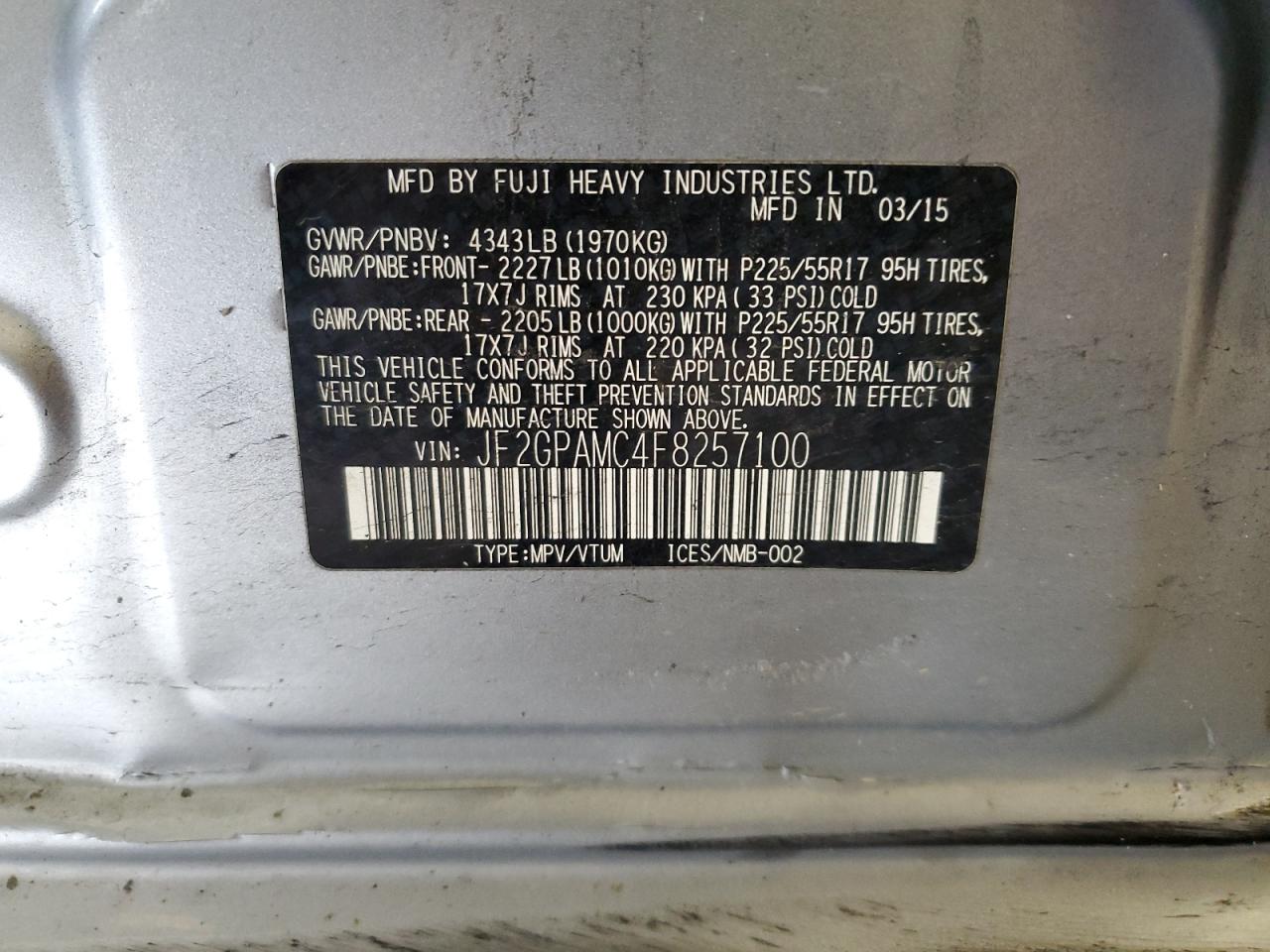 SUBARU XV 2.0 LIMITED