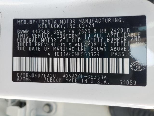 2021 TOYOTA CAMRY SE #3302893901