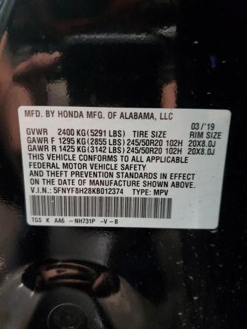 2019 HONDA PASSPORT S 5FNYF8H28KB012374