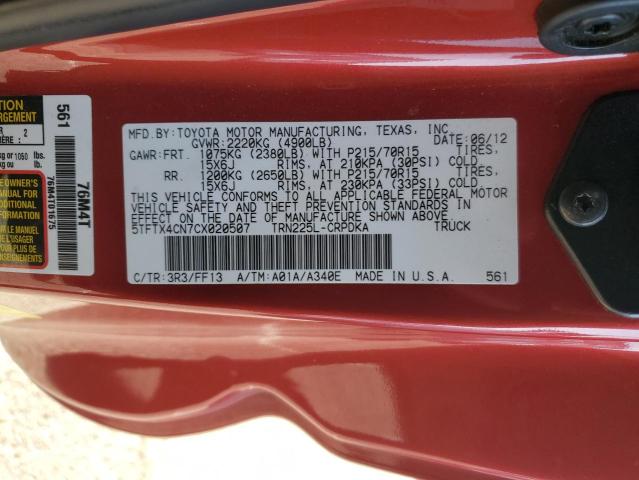 2012 TOYOTA TACOMA ACC #3305358323