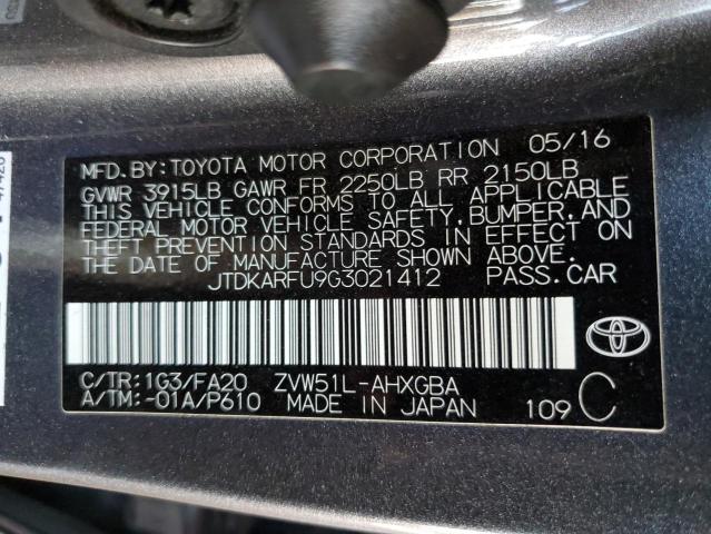 2016 TOYOTA PRIUS JTDKARFU9G3021412