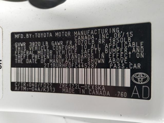 2015 TOYOTA COROLLA L - 2T1BURHE0FC445287