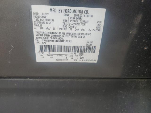 2019 FORD EXPLORER L - 1FM5K8F88KGB16242