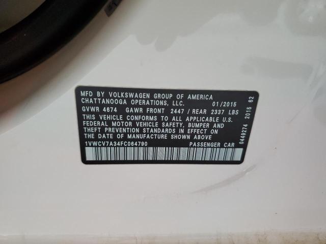 2015 VOLKSWAGEN PASSAT SEL 1VWCV7A34FC064790