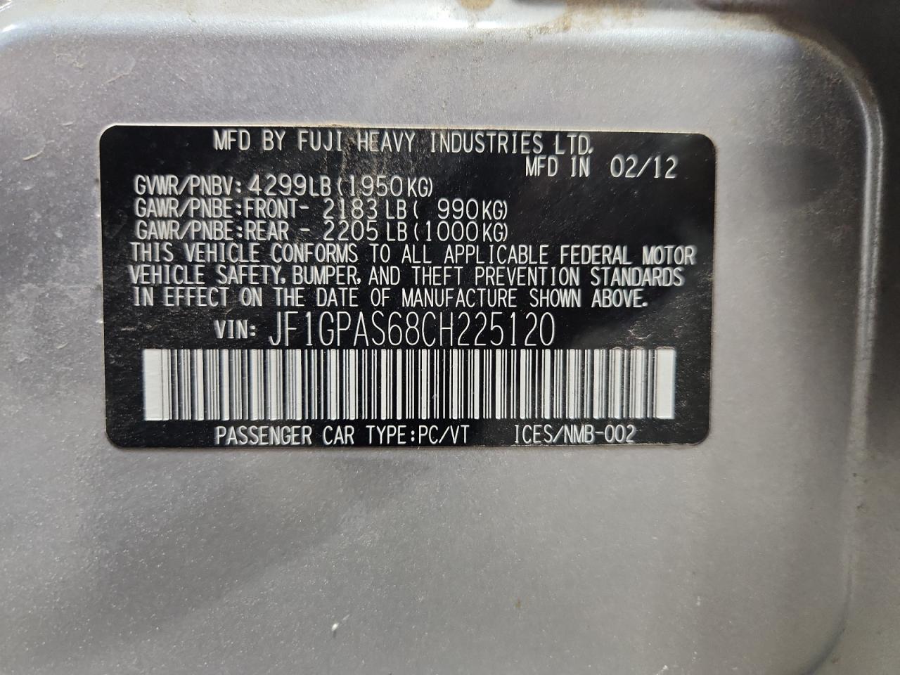 SUBARU IMPREZA SPORT LIMITED