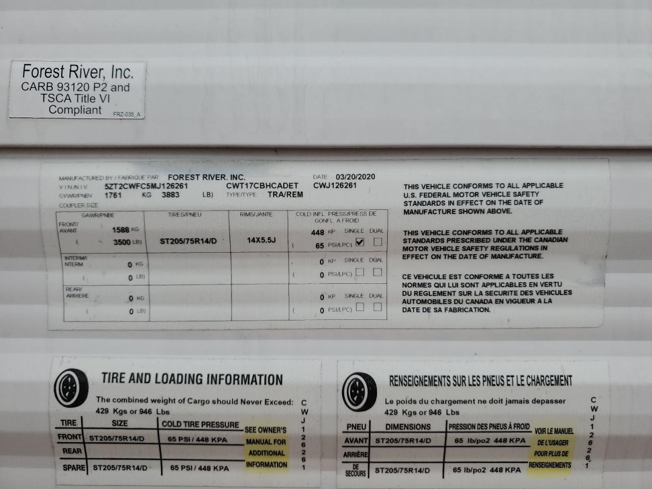 Lot #3305535066 2021 COACH TRAILER