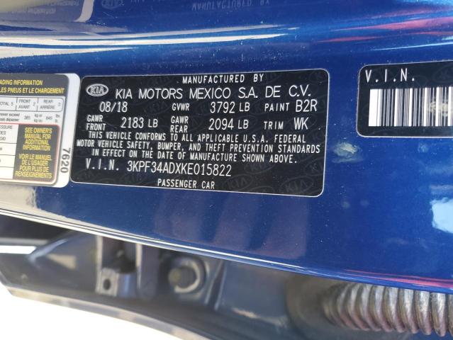 2019 KIA FORTE GT L 3KPF34ADXKE015822