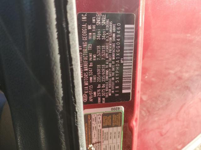 2016 KIA SORENTO EX 5XYPHDA1XGG049460