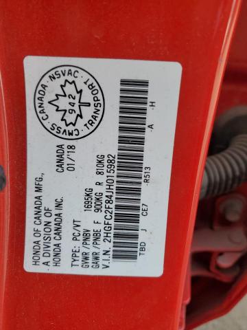 2018 HONDA CIVIC EX - 2HGFC2F84JH015982