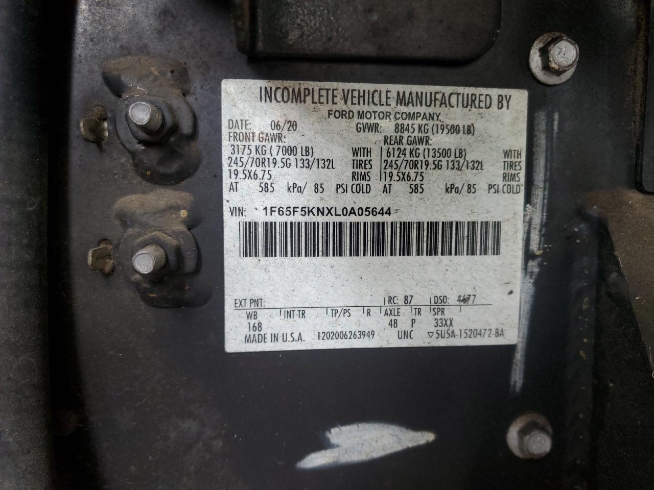 Lot #3305442166 2020 FORD F59