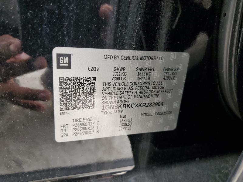 2019 CHEVROLET TAHOE K150 - 1GNSKBKCXKR282904