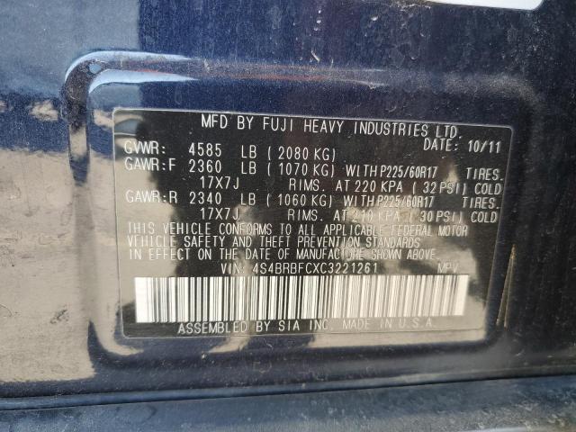 2012 SUBARU OUTBACK 2. #3291208985